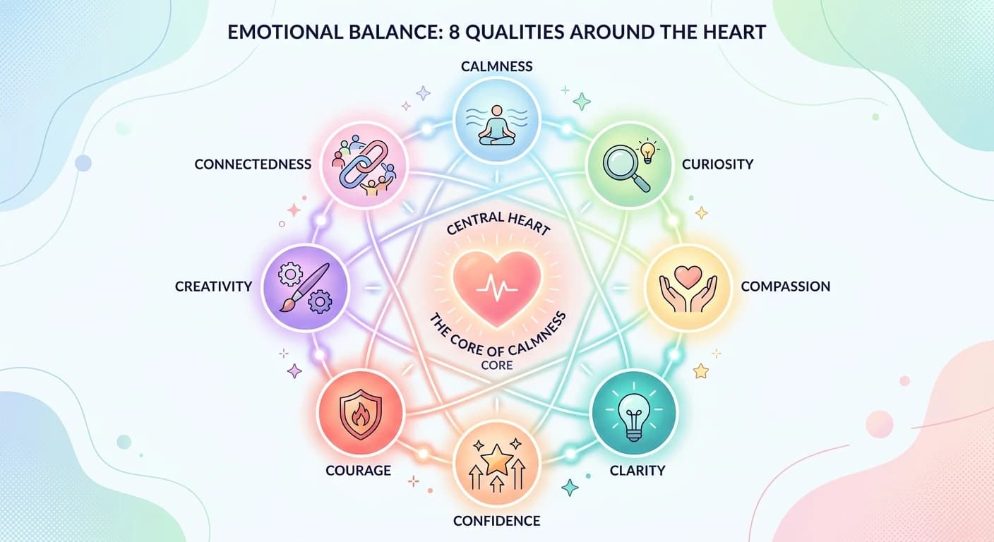 The 8 C's of Self: Calmness, Curiosity, Compassion, Clarity, Confidence, Courage, Creativity, and Connectedness.