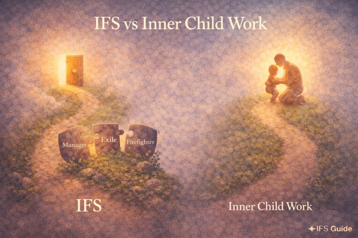 IFS vs Inner Child Work comparison showing two approaches to healing