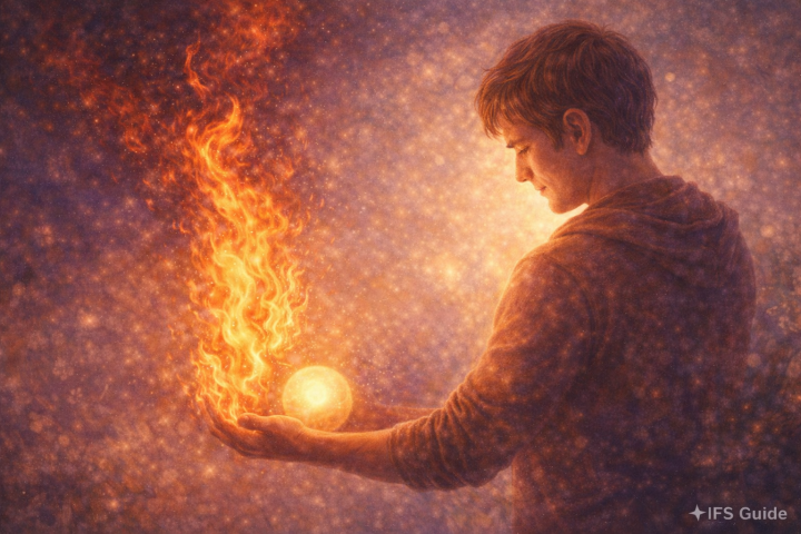 IFS therapy for anger symbolizing transformation and emotional balance